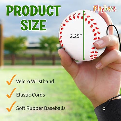 Wrist Return Baseballs for Kids, Birthday Gift & Skill Trainer, 6 Pack - style: 6 Pack