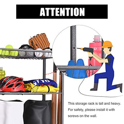 Mythinglogic Sports Equipment Organizer for Garage with Golf Bag Storage