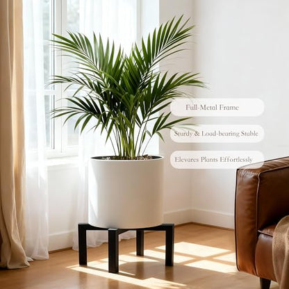 2 Pack 14" Metal Plant Stand Indoor Outdoor, Heavy Duty Plant Stools Indoor, Mid Century Modern Planter Holders, Low Short Plant Pot Stands, Black, Fit 8"-14" Pot - size: 14 INCH