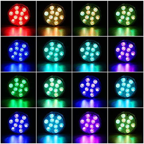 YiaMia Submersible Led Battery Operated Spot Lights with Remote, Decorative Fish Bowl Small Lamps for Aquarium Vase Base Pond Wedding Halloween Party