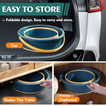 Collapsible Bucket 4.5 Gallon/17L Large Plastic Household Cleaning Mop Buckets Foldable Water Bucket for Car Wash Fishing Camping Beach (Blue)