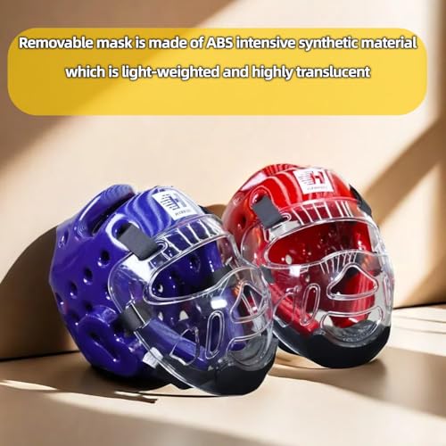 2PC Taekwondo Headgear Karate Headgear with Removable mask for Sparring Partner Muay Thai Taekwondo Karate MMA Training Adults - size: Medium