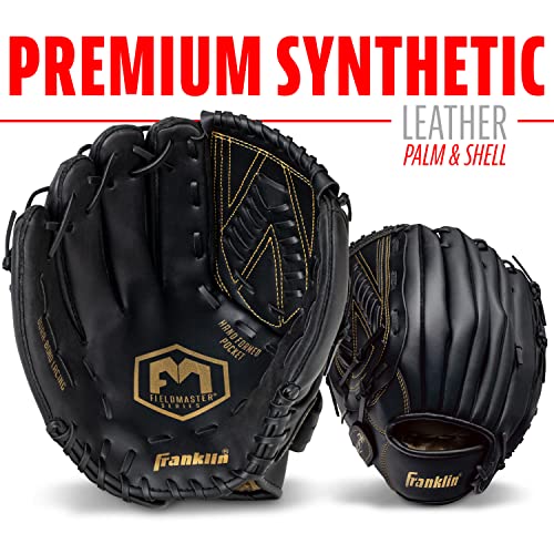 Franklin Sports Field Master Baseball Glove - color: Black/Gold, style: 13" - Basket "V" Web