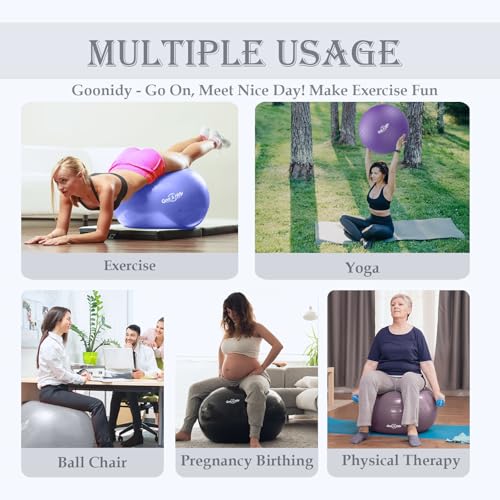 Soft Exercise Ball, Yoga Pregnancy Ball Chair, Pilates Equipment with Pump - color: Blue, size: L(23-26inch/58-65cm)