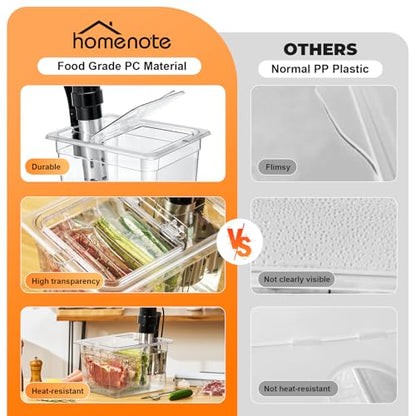 Sous Vide Container 12 Quart with Universal Collapsible Hinged Lid,Complete Sous Vide Accessories Kit BPA Free,Compatible with Anova and Most Sous Vide Cookers（With Rack and Sleeve）