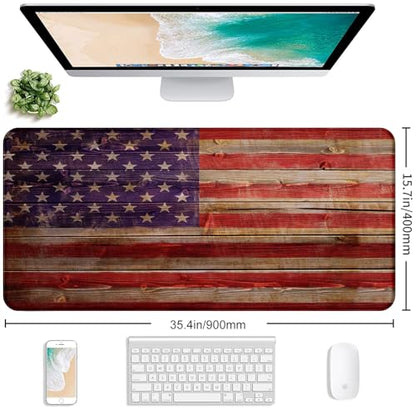 American Flag Gaming Mouse Pad, Suitable for Office and Study Keyboard Pads | The Surface Of The Mouse Pad Is Designed With Fiber Woven Material, And The Base Is Made Of Natural Anti Slip Rubber. - color: Wood Grain American Flag