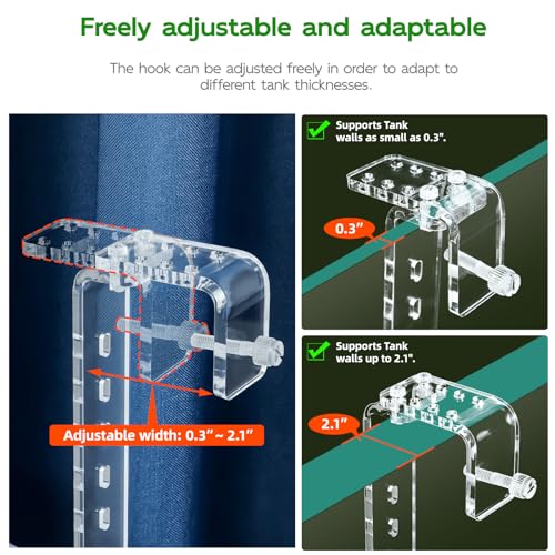 Hanging Turtle Dock Turtle Tank Accessories Adjustable, Large Basking Platform with Freely Installable Climbing Ramps for Aquatic Turtles Sturdy, Wobble-Free Design in Acrylic Material (15") - size: 15 x 8.1 Inch