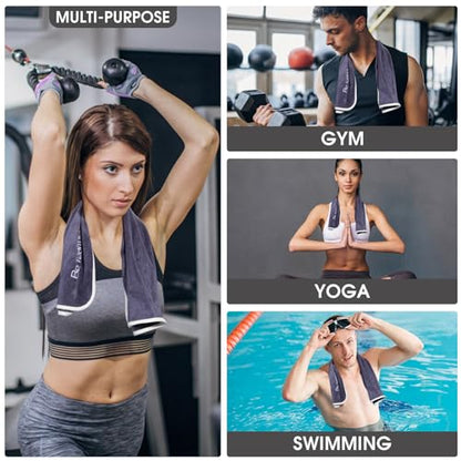 Microfiber Gym Towels for Men Women Workout - 14"x29" - Set of 3 - color: Cool Grey