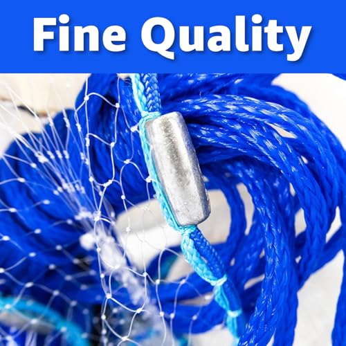 Premium Saltwater Cast Net - Heavy Duty Fishing Net with Sinkers - Durable & Long-Lasting - size: 10' x 1/4"