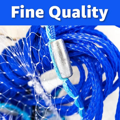 Premium Saltwater Cast Net - Heavy Duty Fishing Net with Sinkers - Durable & Long-Lasting - size: 10' x 1/4"
