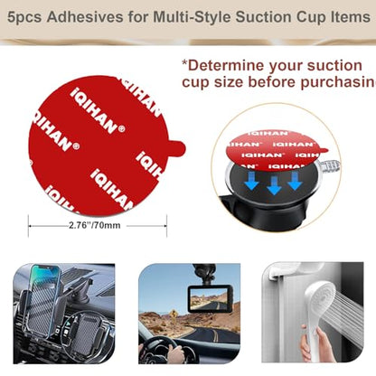 Sticky Adhesive Pad Replacement for Suction Cup Mount, 5pcs Circle 70mm(2.76") Extra Strong Double-Sided Sticker Tapes for Universal Car Dashboard Phone Holder Windshield Dash Cam GPS Camera Sucker