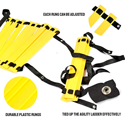 TNZMART Agility Ladder Speed Ladder 10FT 20FT Training Equipment for Football Soccer Basketball with Carrying Bag