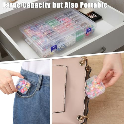 PercyEffie 3 Pack Bead Organizer Box,135Pcs Small Clear Storage Boxes with 3 Ppcs Labels, Mini Clear Storage Containers Boxes with Hinged Lid Jewelry DIY Bracelet Screws Seeds Small Parts