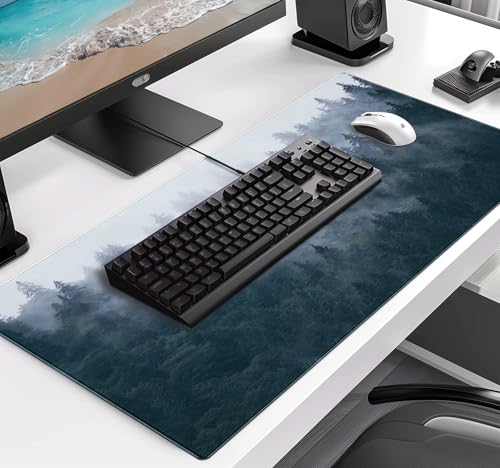 Gray Forest Mouse Pad with Seam Edge Design, Non Slip Rubber Keyboard Pad | The Surface Of The Mouse Pad Is Designed With Fiber Woven Material, And The Base Is Made Of Natural Anti Slip Rubber. - color: Grey Forest