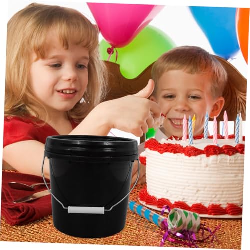 Sealed Plastic Bucket Lid Leakproof Storage Pail for Kitchen Office Laundry Milk Oil Flour Heavy Duty Design - color: Black