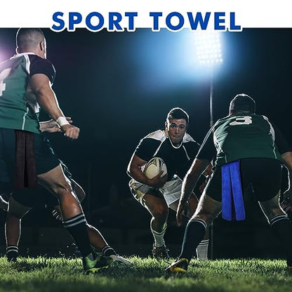 12 Pcs Football Field Towel Closed Loop Accessories Cotton Sports Sweat Towel with Hook and Loop Fastener for Football, Golf, Gym - color: Black, White, Blue