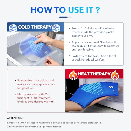 Ankle Ice Pack Wrap, Long-Lasting Cold Compression for Ankle Recovery | Thickened Gel, Stays Cold Longer, Soft After Freezing, Full Wrap Cooling, Reusable Cold & Hot Therapy, Easy to Slip On - color: Blue, size: L