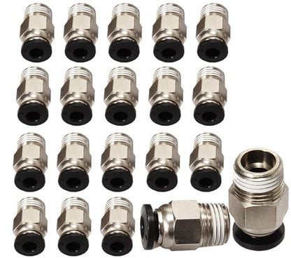 BIQU 20 PCs PC4-M10 Pneumatic Connector Fittings Bowden Tube Coupler Male Straight PTFE Tube Push for E3D-V6 Bowden Extruder Compatible with Ender-3 Ender-3 V2 3D Printers - style: 20pcs