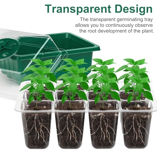 12 Pack Seed Starter Tray Seed Starter Kit (144 Cells Total Tray) with Humidity Adjustable Dome, for Seeds Growing Starting Plant Germination Trays, Mini Green House Germination Trays.