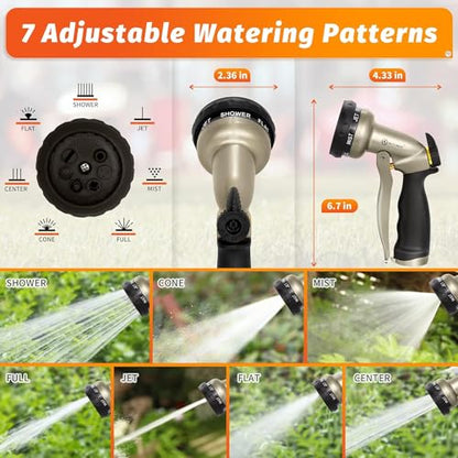 AUTOMAN Garden Hose Nozzle-7 Patterns Sprayer-2 Pack, Metal High Pressure Spray Nozzle, Heavy Duty Labor-Saving Design Water Hose Nozzle for Garden Watering, Car Washing, Window Cleaning, Pets Bathing - color: Metalic Sand ×2