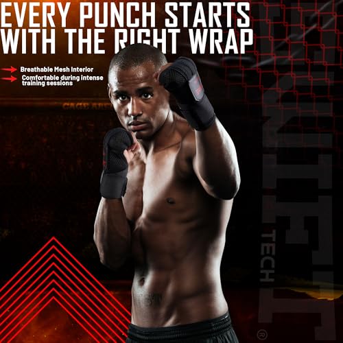 SwiftTechSports Pro Gel Hand Wraps Inner Gloves for Men and Women – 100cm Wrist Straps with Padded fist Protection. Muay Thai, MMA, Kickboxing, Boxing, and All Combat Sports - size: Large-X-Large