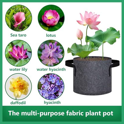 12 Pack Aquatic Plant Pots for Pond, Reusable Fabric Aquatic Plant Pots, Breathable Pond Plant Basket Grow Bags with Handles for Aquatic Plants, Bog Plant, Water Lily, Lotus, Flower (1 Gallon)