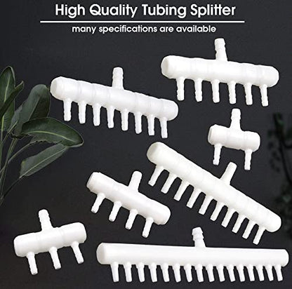 Rake-shaped hose joint air discharge diverter, Plastic Barb Hose Fitting Connector, 8-Way Outlet Air Line Pump Tubing Splitter Water Flow Divider, for Aquarium Garden Agricultural Irrigation（6Pcs）