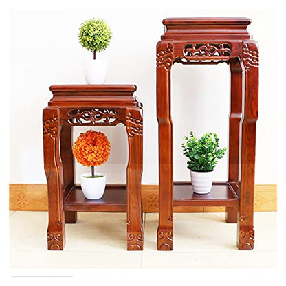 Wooden Display Stand Square Flower Stand Bonsai Table Antique Coffee Table Fish Tank Rack Base Odd Stone Frame Flower Stool Garden Plant Stand Display Stand (Size : Large) ( )