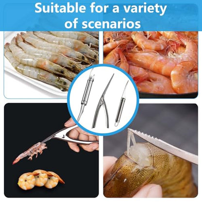3 Shrimp Deveining Tool, FRIVASTIC Shrimp Peeler Cleaner, Tow-In-One Shrimp Line Knife, Stainless Steel Shrimp Line Knife, Stainless Steel Crawfish Peeler Tool, Shrimp Threader Fishing Line Remover - color: shrimp cleaner