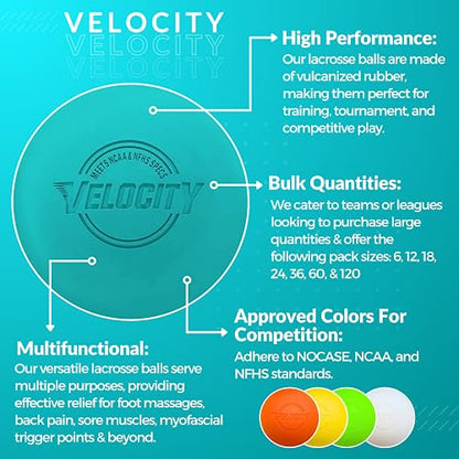 Velocity Lacrosse Balls - 60 and 120 Packs - for Practice, Official NFHS and College Approved Size - color: Teal, size: 120 Balls, style: Practice Ball