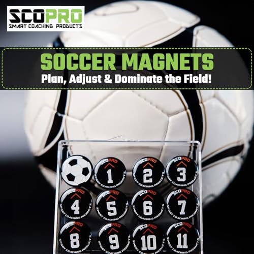SCOPRO Soccer Coaching Magnets, Numbered Magnetic Player Markers for Soccer Coaching Board and Dry Erase Board Training, Set of 2, Yellow & Black - color: 0.75" Yellow & Black