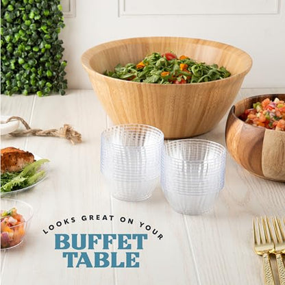 PLASTICPRO 50 Pack Small Plastic Bowls Crystal Like 6 oz Bowls Elegant Clear Plastic Bowls for Party and Occasions - size: 6 OUNCE BOWLS