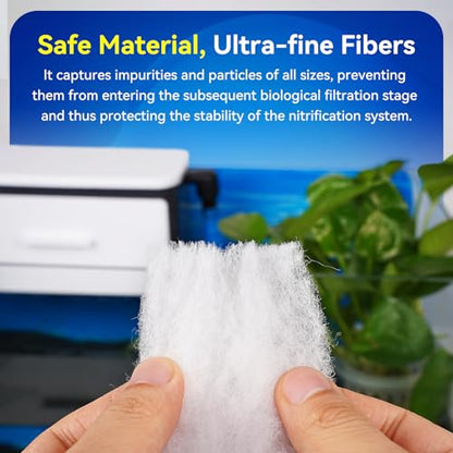 Aquarium Filter Floss Pad - Mechanical & Polishing Polyester Media for Fish Tank Filters, Ultra-Clear Water in No Time, 3/4" Thick (39.4” x 11.8”) 2 Pack