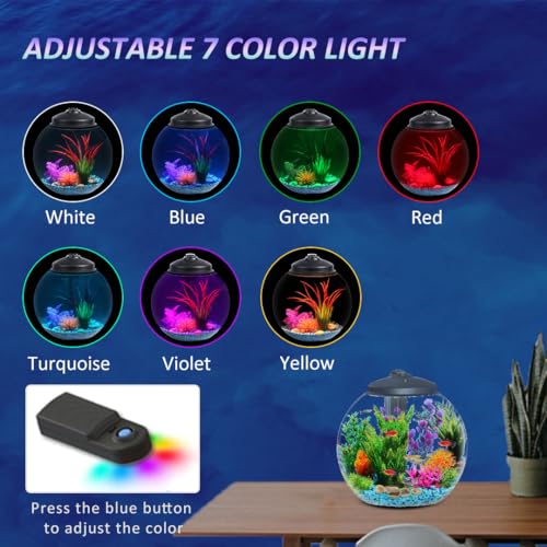 3-Gallon Fish Tank, Aquarium Starter Kit Includes Power Filter, LED Light with 5V Power Supply, and Full Hood, Ideal for Betta and a Variety of Tropical Fish, Impact-Resistant Plastic