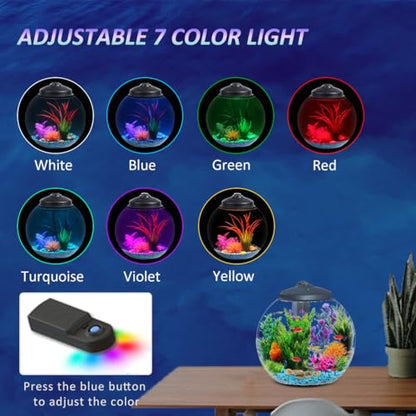 3-Gallon Fish Tank, Aquarium Starter Kit Includes Power Filter, LED Light with 5V Power Supply, and Full Hood, Ideal for Betta and a Variety of Tropical Fish, Impact-Resistant Plastic