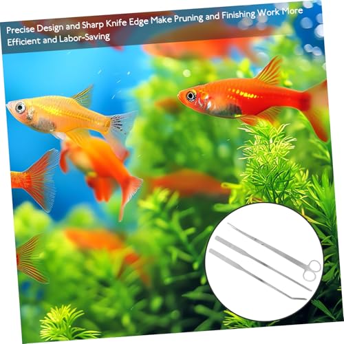 GALPADA 4sets Aquarium Grass Trimmer Stainless Steel Tweezers Scissors for Aquascaping Fish Tank Maintenance Kit