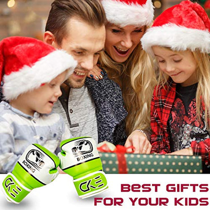 CKE Boxing Gloves for Kids Ages 5-12, Beginner Punch Bag Training Gloves - color: GREEN