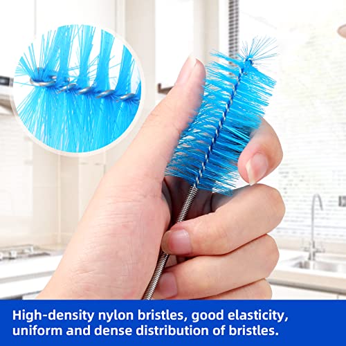 39" Pipe Brushes Tube Cleaning Brush Flexible, Feeding Tube Brush Hose Cleaner Brush Long Metal Pipe Cleaner Brush for Drain Hole Dredging - Double-Headed Spring Brush - Blue