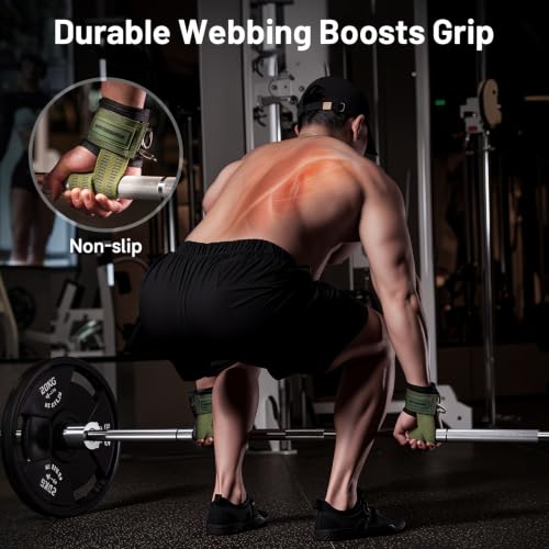 MANUEKLEAR 2 Size Gym Lifting Straps with D Rings for Cable Machine - color: Green