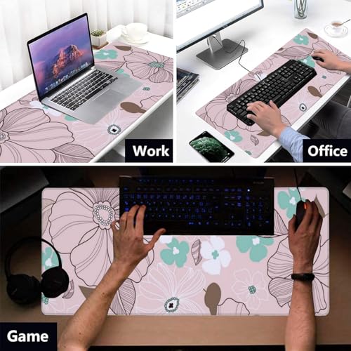 Octopus Ocean Gaming Mouse Pad, Office Desk Mat, Anti-Slip Rubber Base Cool Aesthetic Mouse Pads for Computer Laptop Keyboard School Home Desktop Gamer Home Accessories Decor 31.5" x 11.8"
