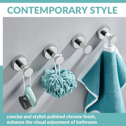 APLusee Polished Chrome Robe Towel Hooks for Bathroom, 4 Pack, Wall Mounted - color: Polished Chrome, size: 4 Pack