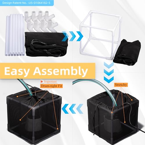 Fineday Pond Filter, Anti-Clogging Cube Outdoor Mesh Water Pump Barrier Bag Box Basket (7 inch fine mesh)