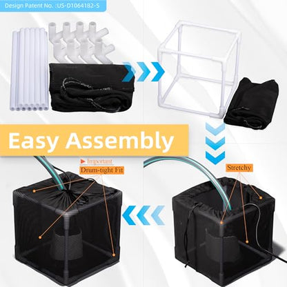 Fineday Pond Filter, Anti-Clogging Cube Outdoor Mesh Water Pump Barrier Bag Box Basket (7 inch fine mesh)