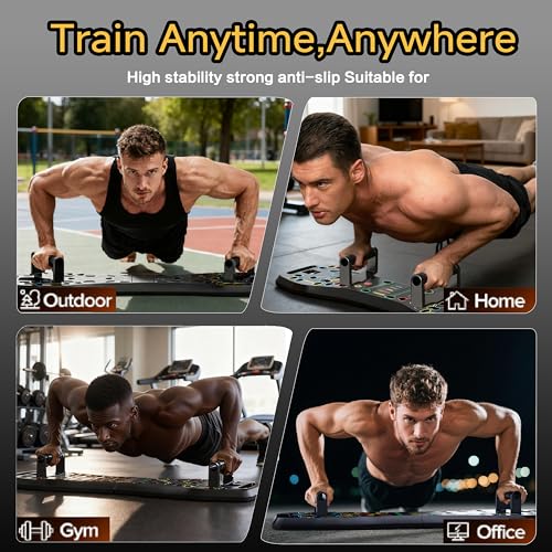 Upgraded Push Up Board,36 in 1 Home Gym Equipment with Ab Roller Wheel & Resistance Bands, Portable Foldable Workout Board for Full Body Strength Training Men Women,Gift for Boyfriend
