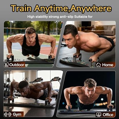 Upgraded Push Up Board,36 in 1 Home Gym Equipment with Ab Roller Wheel & Resistance Bands, Portable Foldable Workout Board for Full Body Strength Training Men Women,Gift for Boyfriend