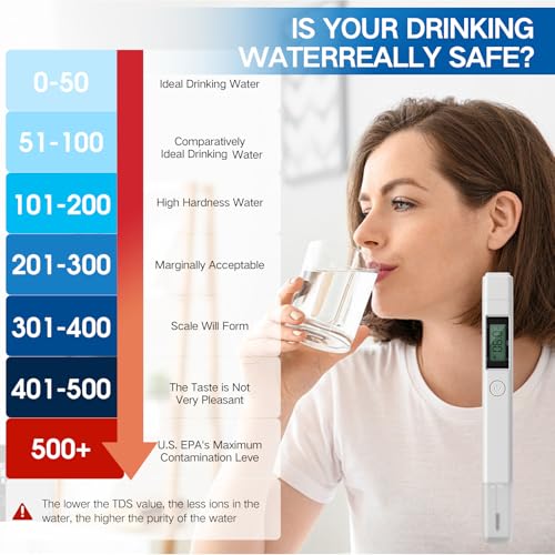4 in 1 Digital Water Quality Tester, Accurate and Reliable Digital TDS EC & Temp(°C,°F) TDS Meter for Drinking Water, 0-9990PPM TDS Water Tester RO/DI System Aquarium（2025 New） (White)