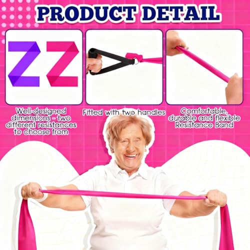 2 Pcs Resistance Band with Handles for Seniors - color: Rose Red,Purple