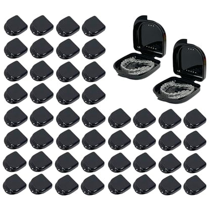 60PCS Retainer Case with Vent Holes,Denture case Retainer Box - color: Black
