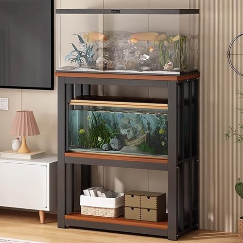 Fish Tank Stand,Adjustable 3-Tier Fish Stand Cabinet for 10-40 Gallon Tanks, Reptile & Turtle Rack, Home Storage Organizer with Shelves, Durable and Stylish Design - color: Black - C, size: (LxWxH)50x35x100cm