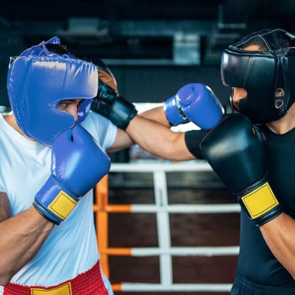 2 Pack Boxing Headgear for Men and Women, Adjustable Sparring Head Guard for Boxing, MMA, Kickboxing, Muay Thai and Taekwondo Training - color: Black,Blue